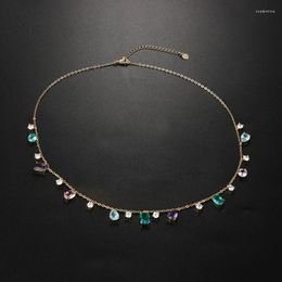 Choker Ranos Multi Color Zirconia Stone Necklace Colorful Natural Crystal For Women Fashion Jewelry NFX0021084