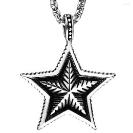 Pendant Necklaces Gothic Vintage Men's Star Stainless Steel Necklace Punk Style Jewelry