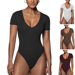 Women's Shapers Causal Women's T-pants Tops Folded Over V Neck Jumpsuit Bodysuit Sexy