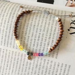 Strand Arrivals Gold Colour Plating Metal Cubic With Colourful Bead Wooden Bracelet Adjustable For Women Hand Charm Jewellery