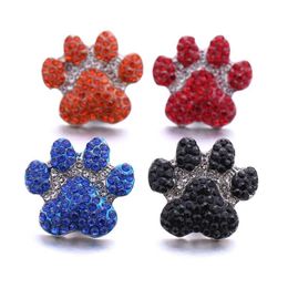 Charms Rhinestone Dog Paw Snap Button Heart Jewelry Findings 18Mm Metal Snaps Buttons Diy Bracelet Jewellery Wholesale Drop Delivery Dhgol