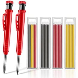 Markers Solid Carpenter Pencil Set With 6 Refill Leads Builtin Sharpener Marking Tool Woodworking Deep Hole Mechanical Pencils 230503