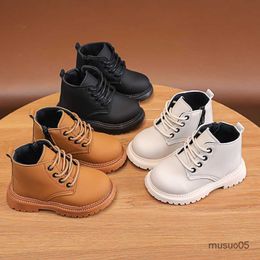 Athletic Outdoor Autumn Boys Leather Shoes Fashion Solid Color Kids Ankle Warm Non-slip Children Girls Snow Boots