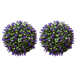 Decorative Flowers & Wreaths Artificial Purple Lavender Flower Ball Hanging Topiary Garden Basket Plant Decor 2 Pcs 25Cm