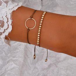 Strand Fashion Geometric Round Bead Chain Bracelet For Women Bangles Jewellery