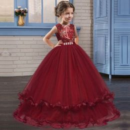 Girl Dresses Girl's Children Petals Applique Gown Dress Kids Clothes Infant Birthday Outfits Girls Long Party Frock Teen Evening Wear