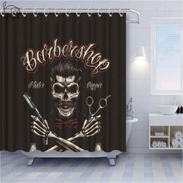 Curtains Vintage Hairstyle Bath Curtains Waterproof Polyester Fabric Barber Shop Bathroom Haircut Shave Beard Shower Curtain Screen