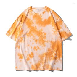 Men's T Shirts Summer Oversize T-Shirt Men Tie-Dye Printed Baggy Tees Fashion Korean Street Short Sleeved Clothing Tops Male Female Plus