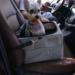 Carriers Folding Dog Car Seat Carrier Breathable Dog Car Cover Travel Cat Dog Carrier Bags Grey Dog Car Seat Protector Booster Pet Items