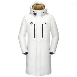 Men's Down Men Russia Winter Long Section Windproof Cold And Warm Hooded White Duck Jacket Casual Thick Parka Outwear