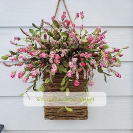 Decorative Flowers Simulation Flower Basket Non-Withered Fake Plant Faux Silk Spring Hydrangea Wedding Decor Door Hanging
