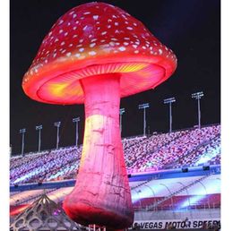 4mh Full Printing Giant Inflatable Mushroom Glow in the Dark with LED And Blower For Outside Christmas Party Stage Event Decorations