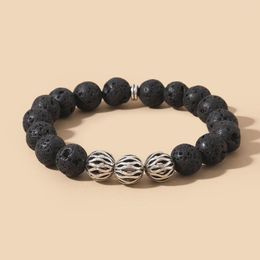 Strand Rttooas 10MM Volcanic Lava Stone Bead Bracelet For Men Women Tibetan Buddha Wrist Chain Bracelets Elastic Rope Jewellery Pulseira