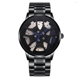 Wristwatches Men's Watch Cool Wheel Surface Quartz Fashion Trend Steel Band Reloj De Hombre