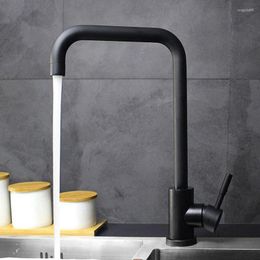 Kitchen Faucets Black White Colour SUS304 Stainless Steel Cold And Mixer Sink Rotation Water Tap Single Handle