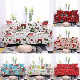 Chair Covers Christmas Polyester Elastic Sofa Cover For Living Room L Decor Stretch Couch Santa Claus Non-Slip Slipcover Protector