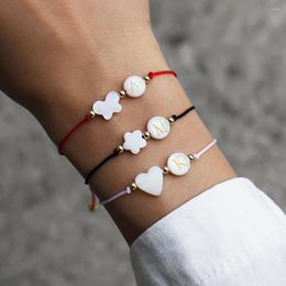 Charm Bracelets 2023 Shell Heart Flower Butterfly With A-Z Letter Bracelet Women Adjustable Rope For Jewelry Gift