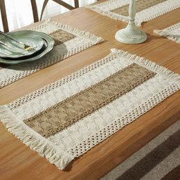 Mats Pads Bohemian Cotton Linen Placemats with Braided Tassel Dining Table Mat Kitchen Pads for Home Party Wedding Decoration Coasters Z0502