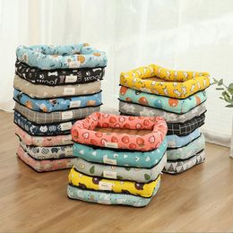 Cat Beds Furniture Pet dog mat bed house cama para perro square nest pet kennel suitable for small and medium s cats basket 230503