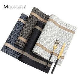 Mats Pads Set of 4 PVC Placemat for Dining Table Mat Set Linens Place Mat Accessories Cup Wine Decorative Mat Placemats for Table Z0502