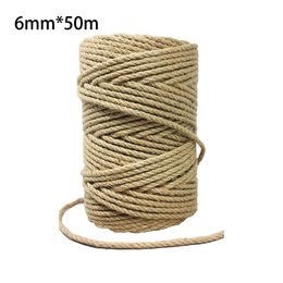 Scratchers 50m Natural Jute Twine Burlap String Hemp Rope Pet Cats Scratch Board Toy Making Twine Rope for DIY Artwork Bundling Home Decor