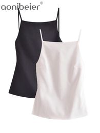 Camisoles Tanks Aonibeier Summer y2k Sexy Women Camisole Traf Strappy Backless Sleeveless Thin Straps Slim Crop Top Female Tanks Club White 230503
