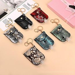 Storage Bottles Portable Hand Sanitizer Bottle Leopard Print Leather Case Sterilising Moisture Bottling Keychain Pendant 30ml Empty