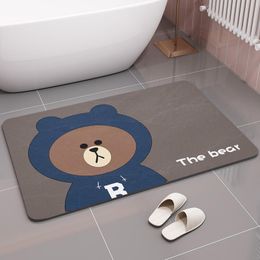 Mats Cartoon Diatomite Earth Bath Mats Non Slip Fast Drying Bathroom Carpet Rug Easy Clean Hard Shower Mat Floor Foot Mat for Toilet