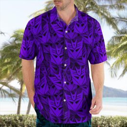 Men's Casual Shirts 2023 3D Printing Anime Purple Hawaiian Shirt Men Summer Short Sleeved Men's Oversize Camisa Social 5XL W9