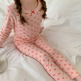 Pajamas Children's Pajamas Set Cartoon Cherry Kids Sleepwear Baby Girl Clothes Cotton Pyjama Infant Nightwear For Korean Girl Loungewear 230503