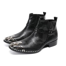 New British Style Black Zipper Short Boots Social Pointed Toe Large Size Motorcycle Boots Original Male Leather Ankle Boots