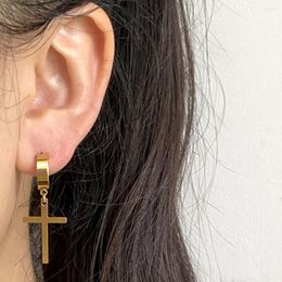 Hoop Earrings Men Personality Cross Punk Dangle Gothic Woman Stainless Steel Huggies Pendant Piercing Jewelry Unisex