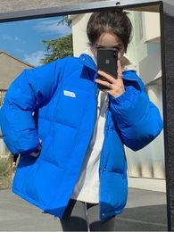 Leather Women Blue Jacket Parkas Coat 2022 Winter Sports Style Thick Warm Zipper Padded Coat Female Winter Outwear Loose Jacket Parkas