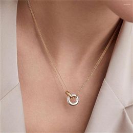 Chains 2023 Fashion Jewelry Entwined Circle Necklace Linked Two-Tone Stainless Steel Pendant Necklaces Y2k Accessories Gift For Her