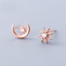 Stud Earrings MloveAcc 925 Solid Real Sterling Silver Sun Moon Star For Women Girl Fine Jewellery