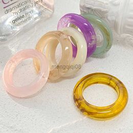 Band Rings PTERHOOR Colorful Acrylic for Women Fashion Transparents Geometric Resin Finger Female Party Jewelry Gift Y23