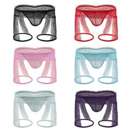 Underpants Men Sexy Lace Thongs Enhance Pouch Underwear Sissy Panties Bikini Briefs Underpant Bandage Boxer Shorts Lingerie Gays