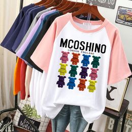 Tops Oversized T Shirts 100% Cotton Plus Size T Shirt Summer Top Tees Cartoon Printed O Neck L4XL Short Sleeve Tshirt Women