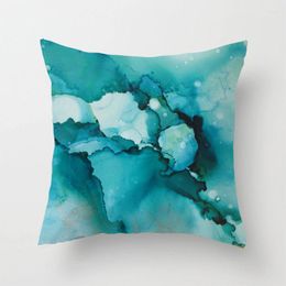 Pillow Case Blue Green Abstract Art Geometry Cushion Cover Small Throw CasePillowcase Sofa Square 45cmx45cm