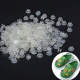 Shoe Parts Accessories 100PCS Plastic Buckles Ornaments For Croc Shoes DIY Buttons Lightweight Blcak Clear Wholeslae 230503