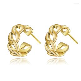 Hoop Earrings Trendy Open Chain Cuff Women Titanium Cuban Link Circle Stainless Steel 18k Gold Plated Earring