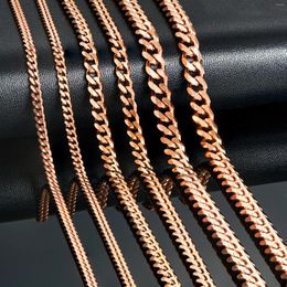 Chains 3.6mm/5mm/7mm/ Rose Color Stainless Steel Cuban Link Classic Women Girl Curb Necklace 14 To 30 Inches