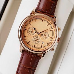 Men Designer High Quality Watches Fashion Automatic Quartz Movement Sapphire Leather Watch Band Luxury Wrist Watch