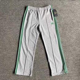 Men's Pants 1:1 High Quality Needles Sweatpants Green Striped Webbing Embroidery Butterfly Track Men Women AWGE Trousers