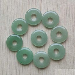 Charms Round Ssorted 18Mm Circle Donut Green Aventurine Natural Stone Crystal Pendants For Necklace Accessories Jewellery Making Drop Dhodc