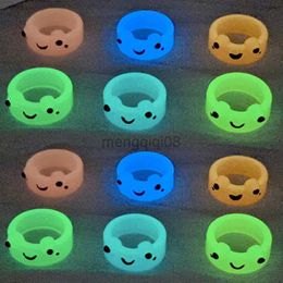 Band Rings 2PCS Luminous Cute Frog Lover Polymer Clay Resin Acrylic for Women Girls Couple Travel Ring Summer Animal Jewelry Y23