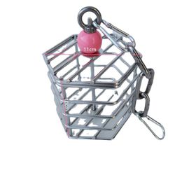 Toys Parrot Stainless Steel Foraging Toy Bird Cage Hanging Chew Toy with Block Inside for African Grey