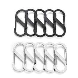 5 PCSCarabiners 5pcs/lot Stainless Steel S Type Carabiner With Lock Keychain Hook Backpack Buckle Anti-Theft Outdoor Buckle Key-Lock Tool P230420