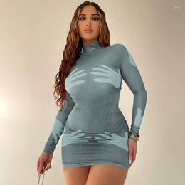 Casual Dresses Sylph Autumn Sexy Y2K Clothes Tie Dye Print Long Sleeve O-Neck Bodycon Mini For Women Club Streetwear Fall Outfits