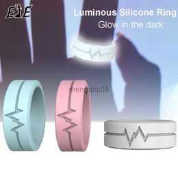 Band Rings Unisex Silicone Fluorescent Luminous Glow In The Dark For Men Women Anniversary Birthday 2023 New Year Gifts Y23